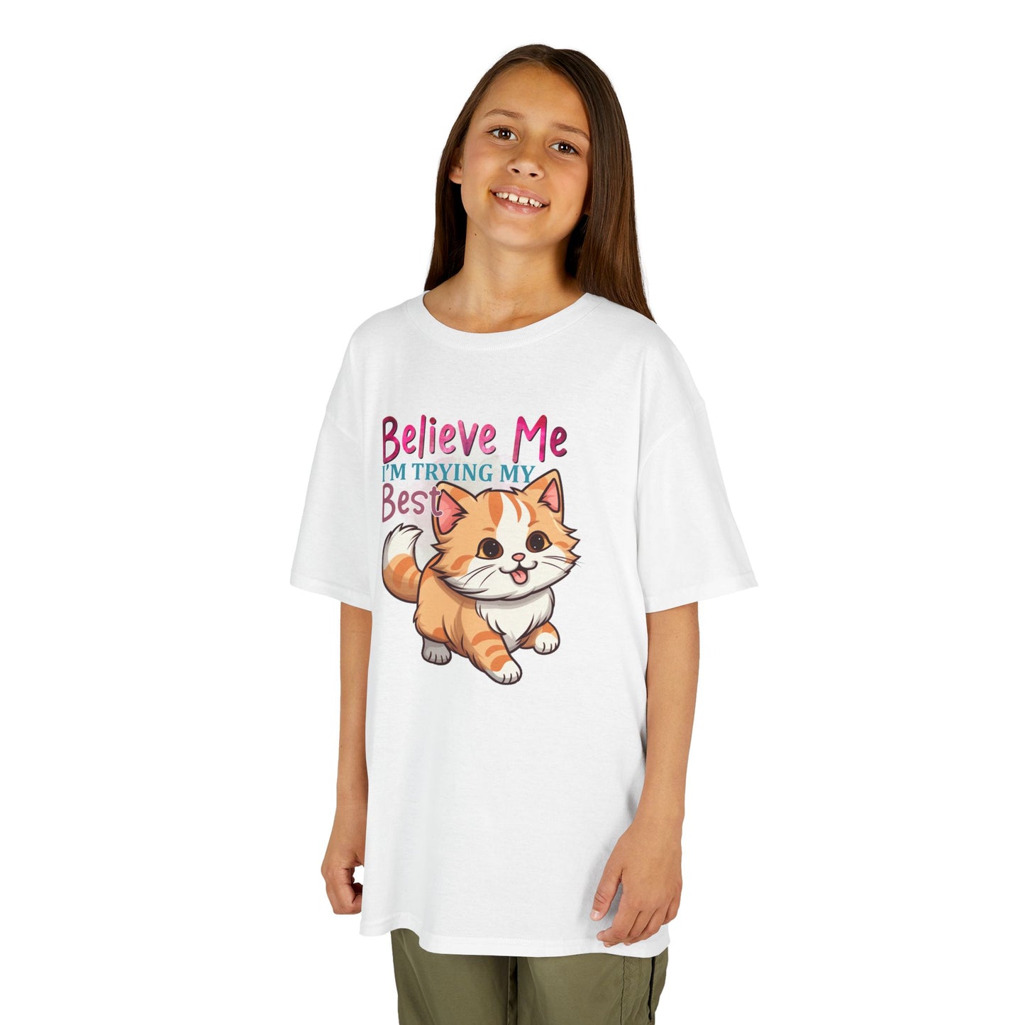 Kids Heavy Cotton Tee - Believe Me I'm Trying My Best T-Shirt