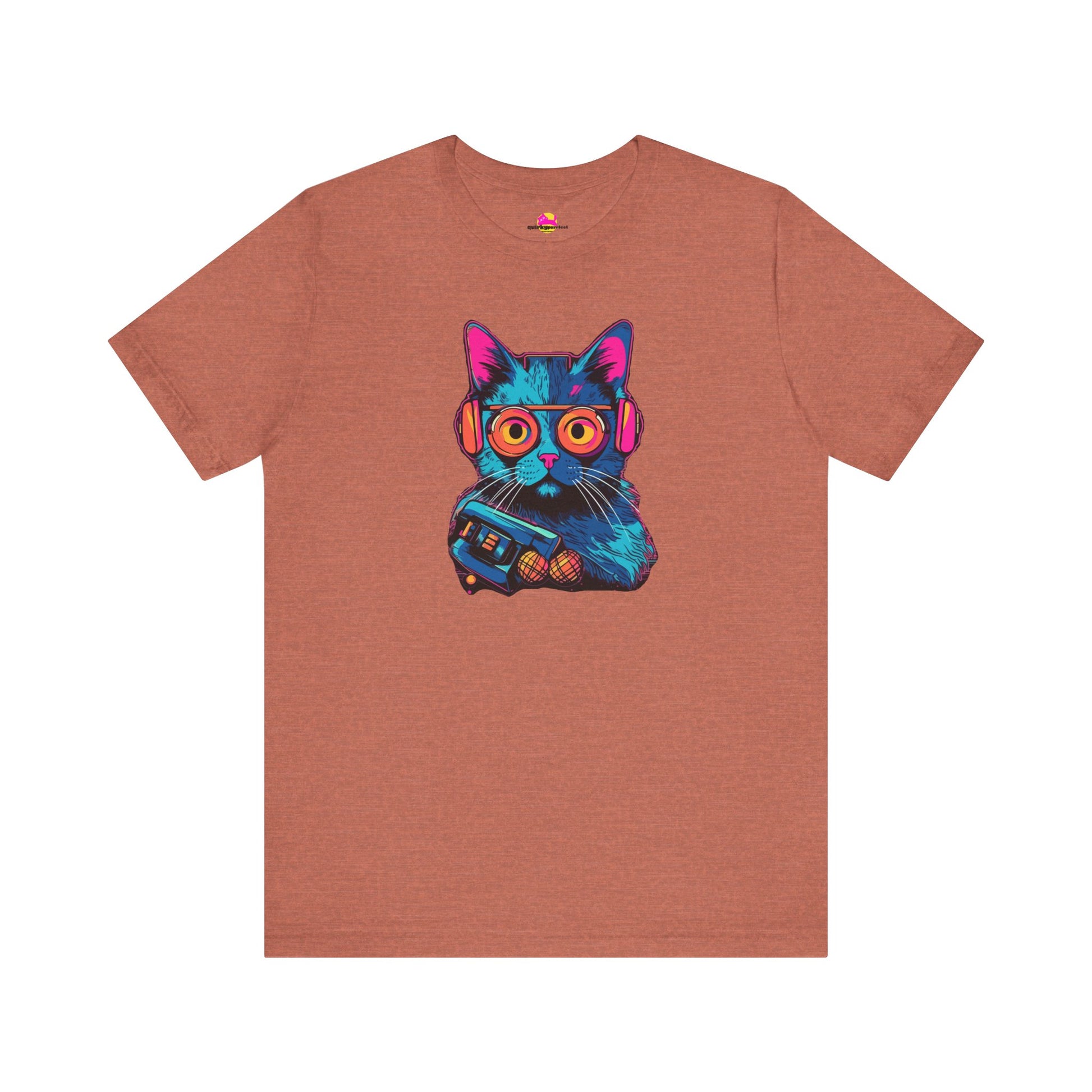 Cosmic Cool Feline Funk with Circular Glasses and Celestial Beats T-shirt alternate product view 2