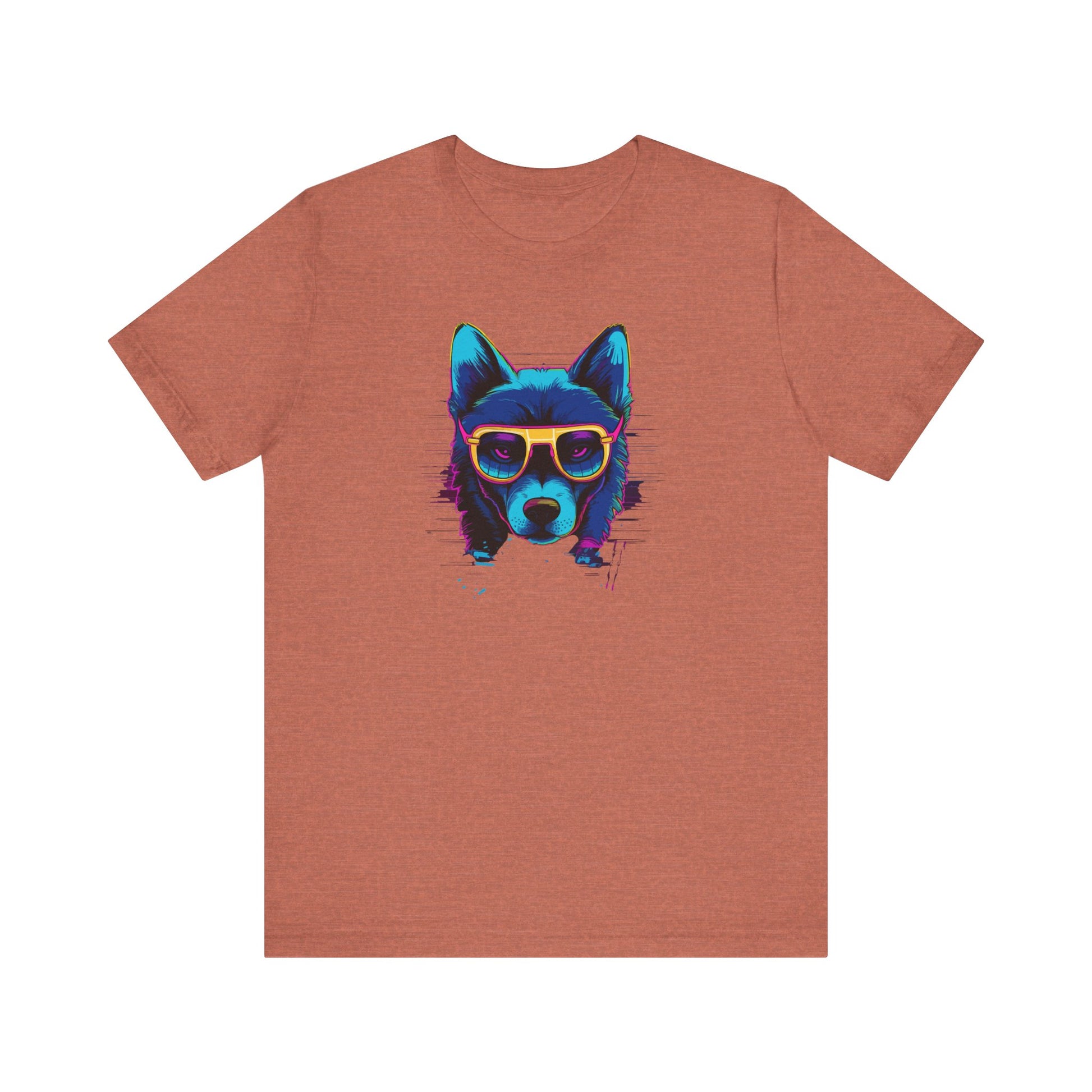 Cosmic Steel: Wolf in Rimmed Sunglasses under Celestial Skies T-Shirt.