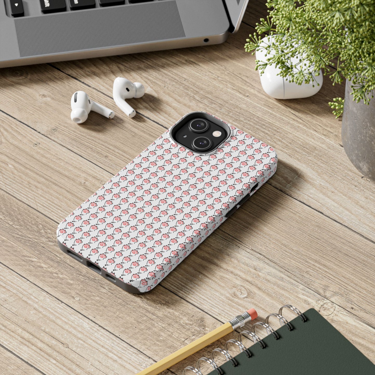 Cute Cat Paw Waving Bye Tough Phone Case