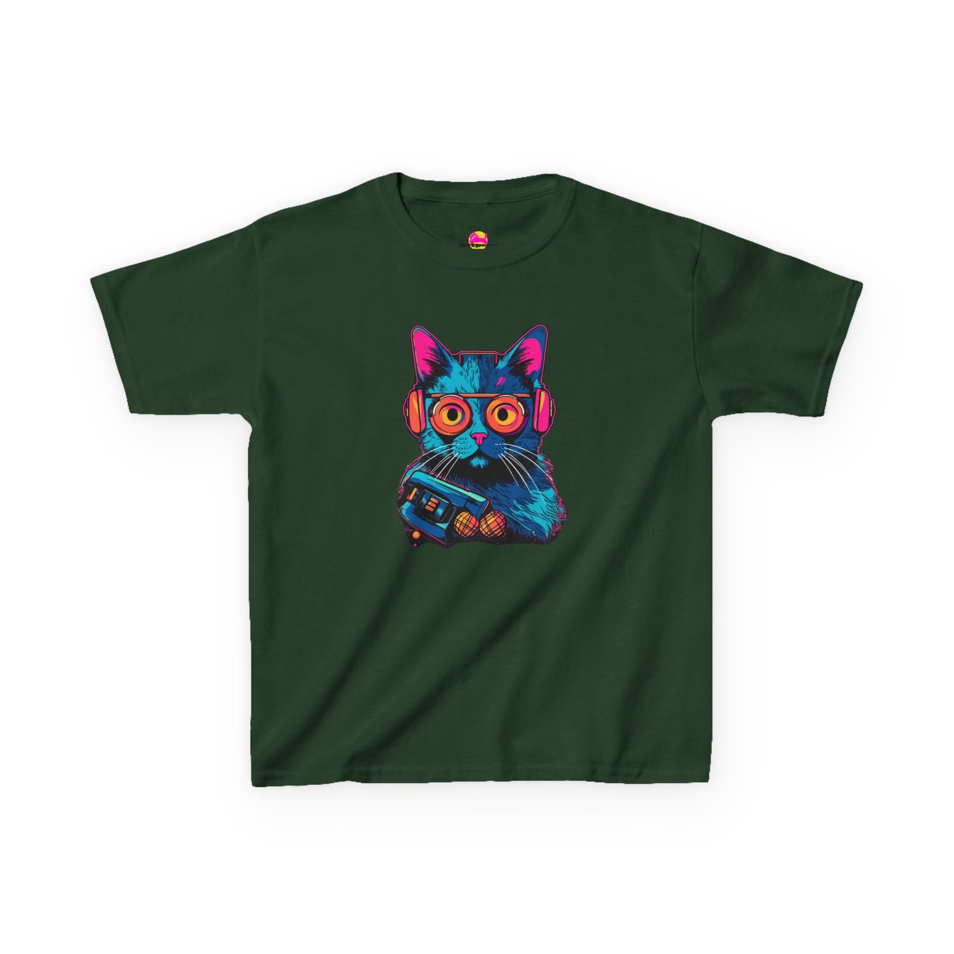 Cosmic Cool Feline Funk with Circular Glasses and Celestial Beats T-shirt alternate product view 6