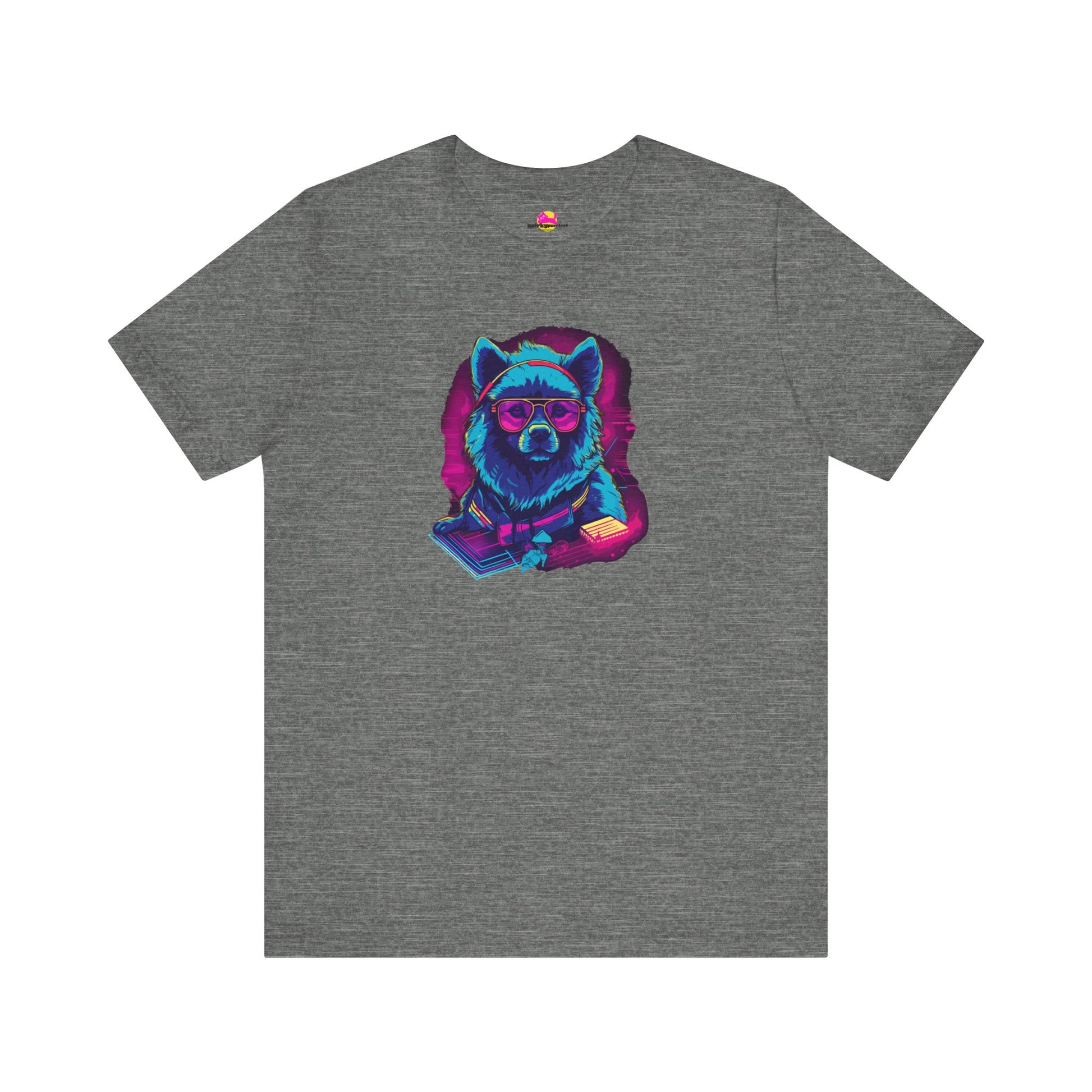 Stylish canine radio graphic t-shirt with paws and playwaves design