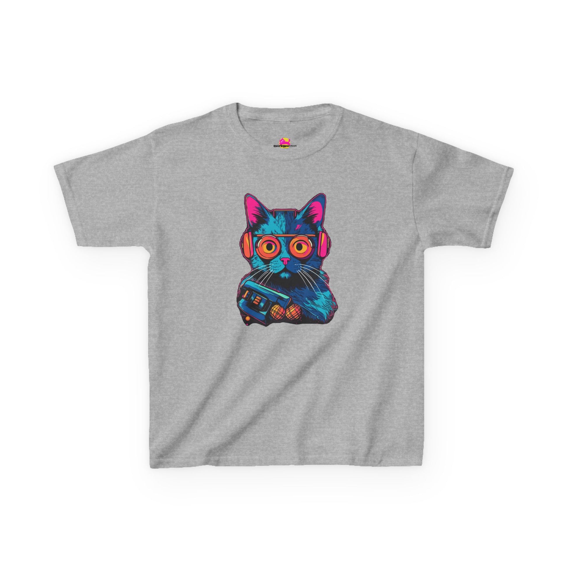 Cosmic Cool Feline Funk with Circular Glasses and Celestial Beats T-shirt alternate product view 3