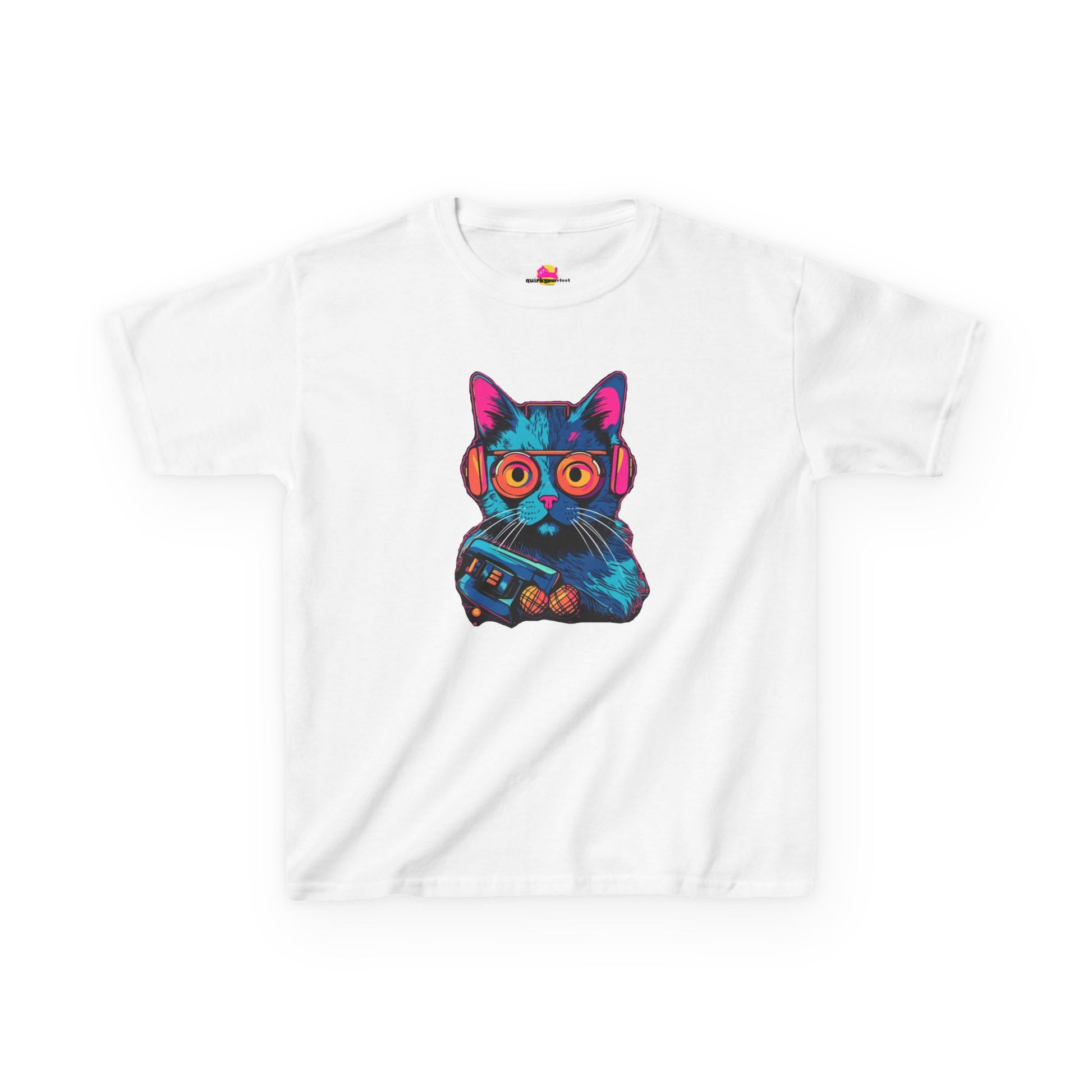 Cosmic Cool Feline Funk with Circular Glasses and Celestial Beats T-shirt alternate product view 1