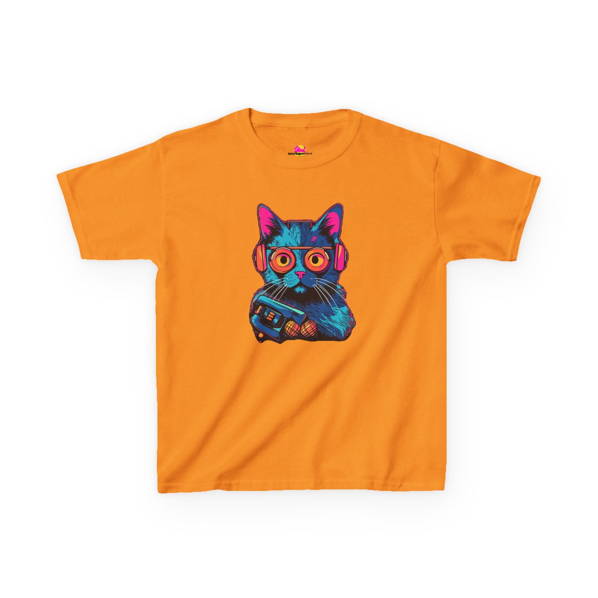 Cosmic Cool Feline Funk with Circular Glasses and Celestial Beats T-shirt alternate product view 4