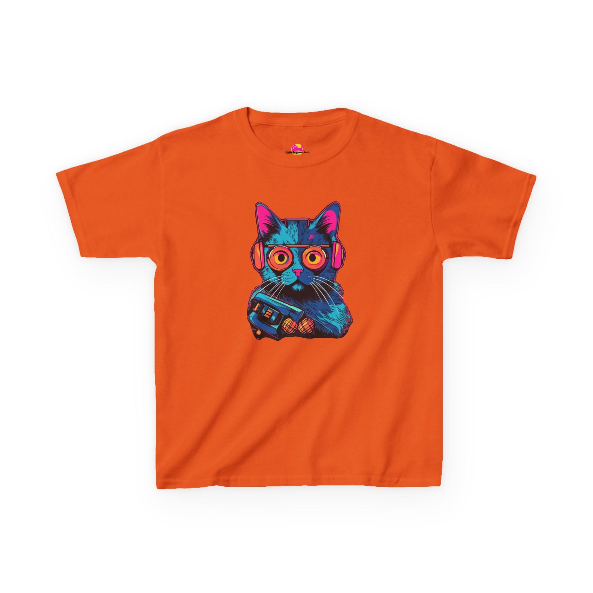 Cosmic Cool Feline Funk with Circular Glasses and Celestial Beats T-shirt alternate product view 5