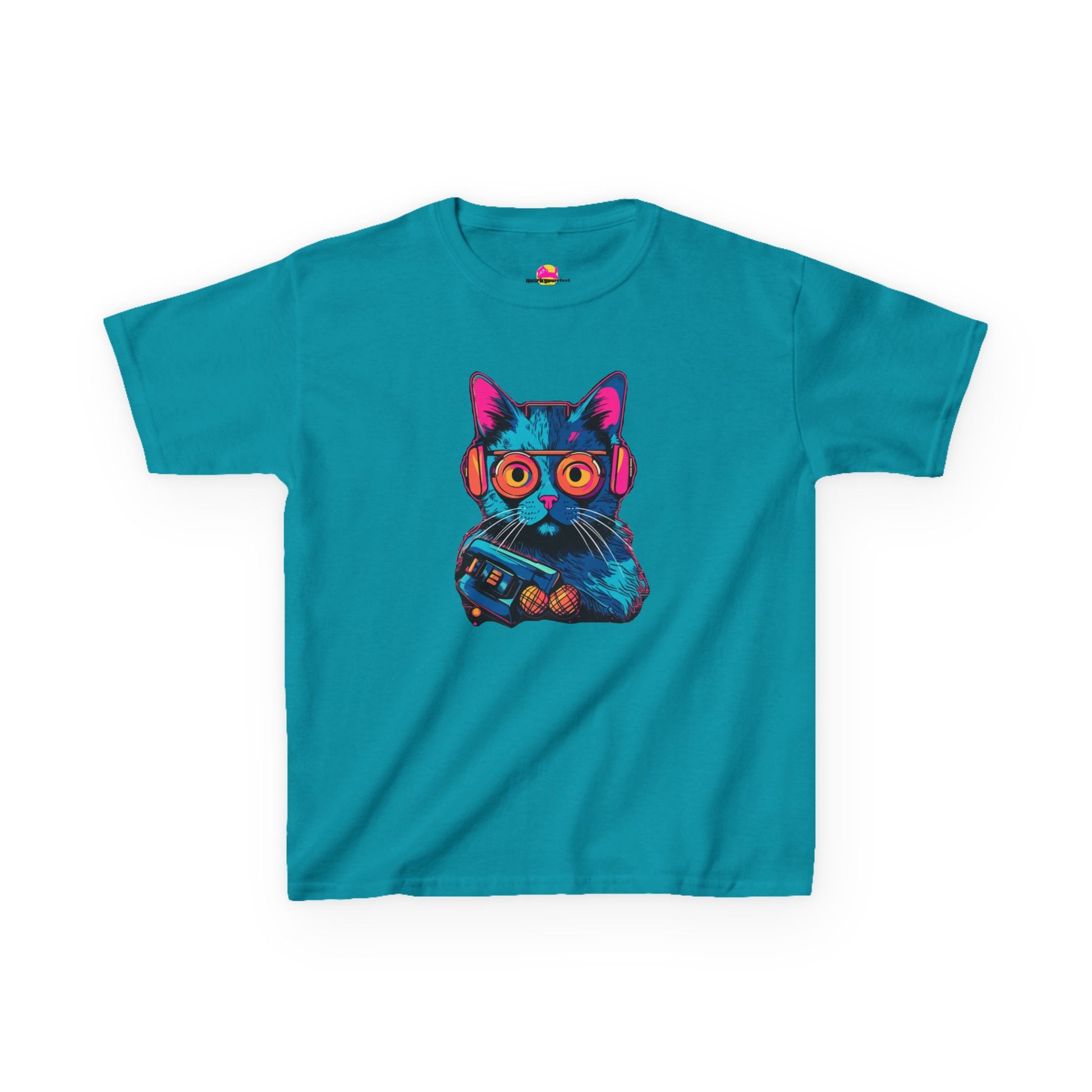 Cosmic Cool Feline Funk with Circular Glasses and Celestial Beats T-shirt alternate product view 8