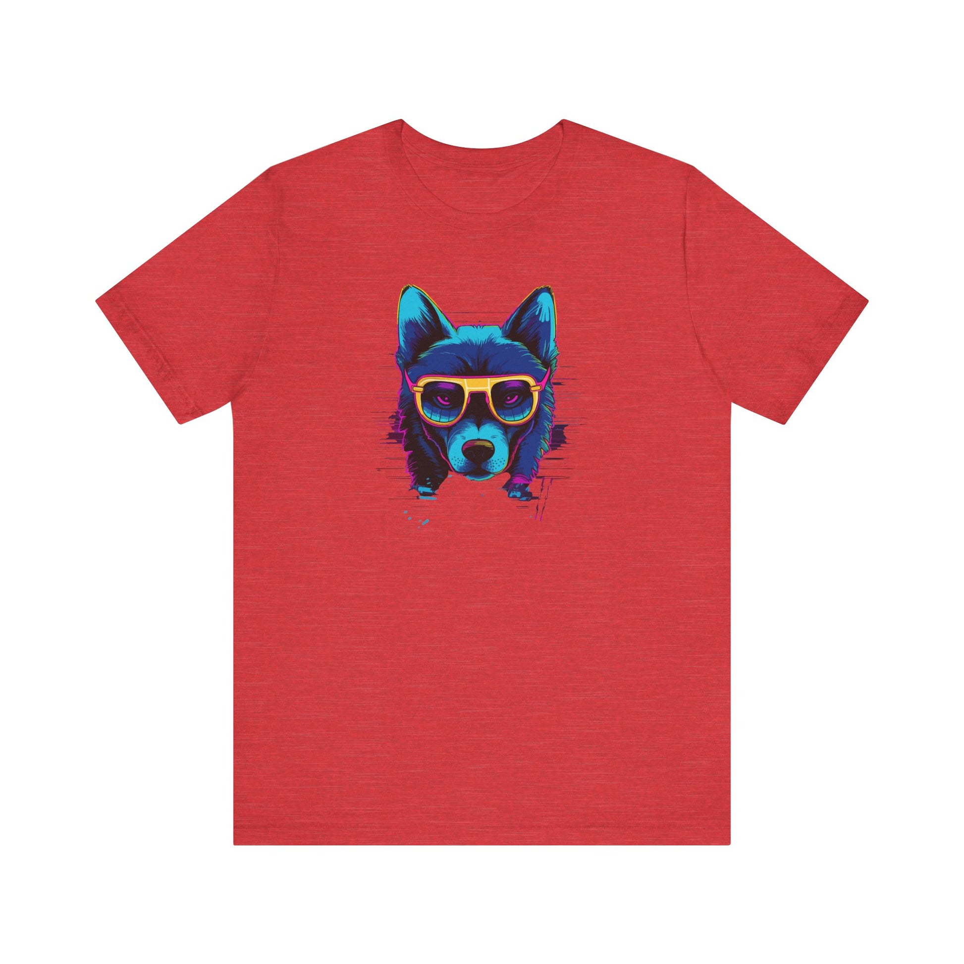 Cosmic Steel: Wolf in Rimmed Sunglasses under Celestial Skies T-Shirt.