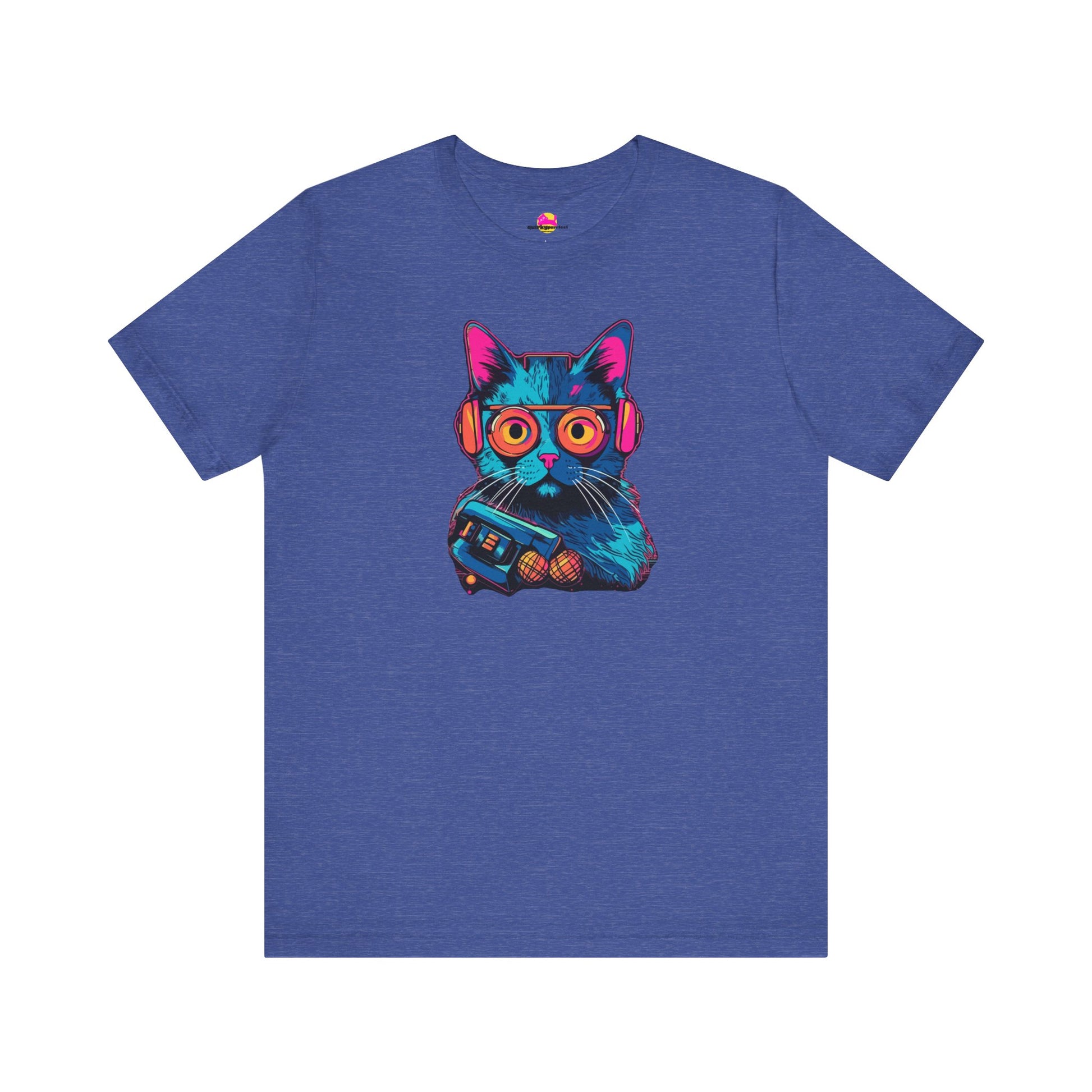 Cosmic Cool Feline Funk with Circular Glasses and Celestial Beats T-shirt alternate product view 8