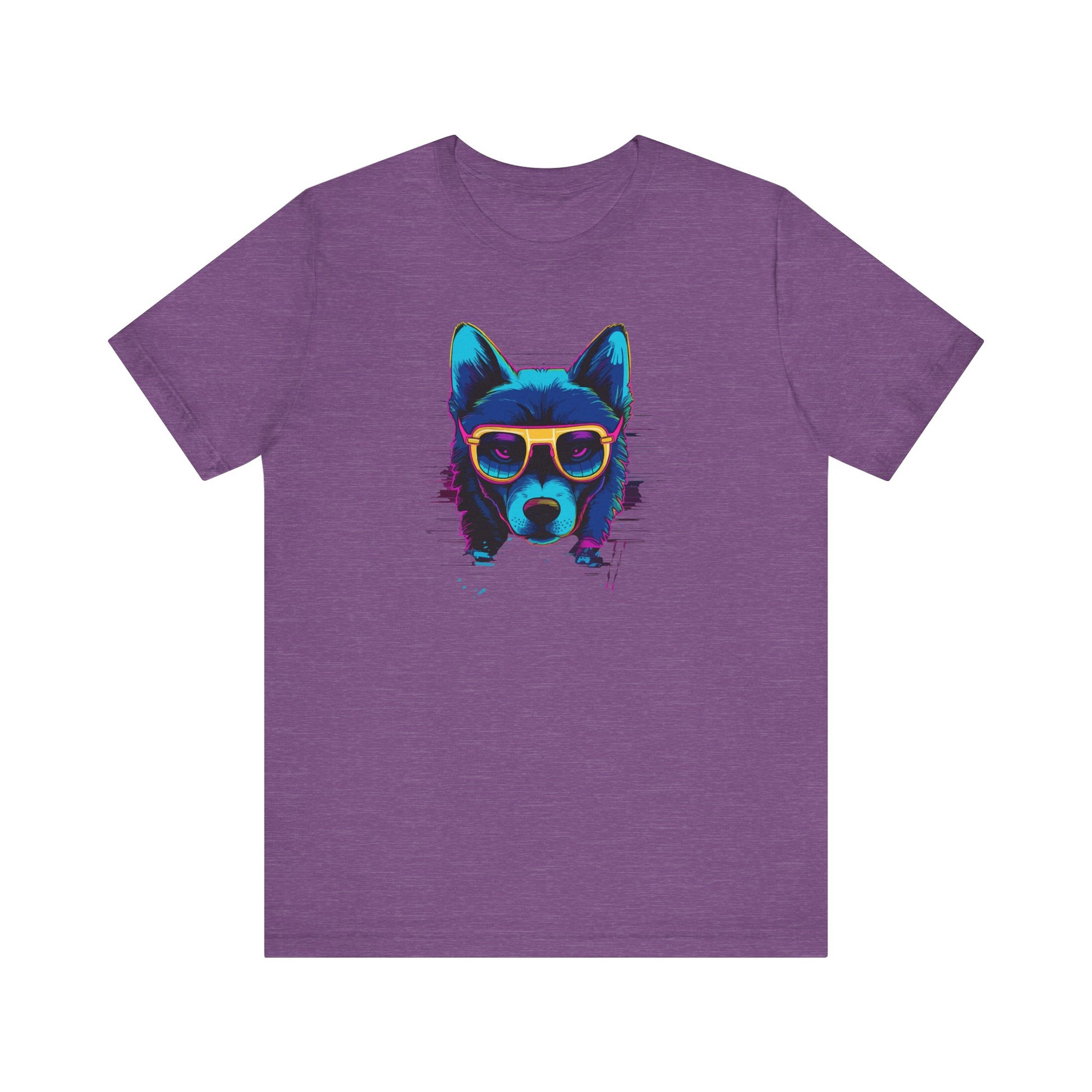 Cosmic Steel: Wolf in Rimmed Sunglasses under Celestial Skies T-Shirt.