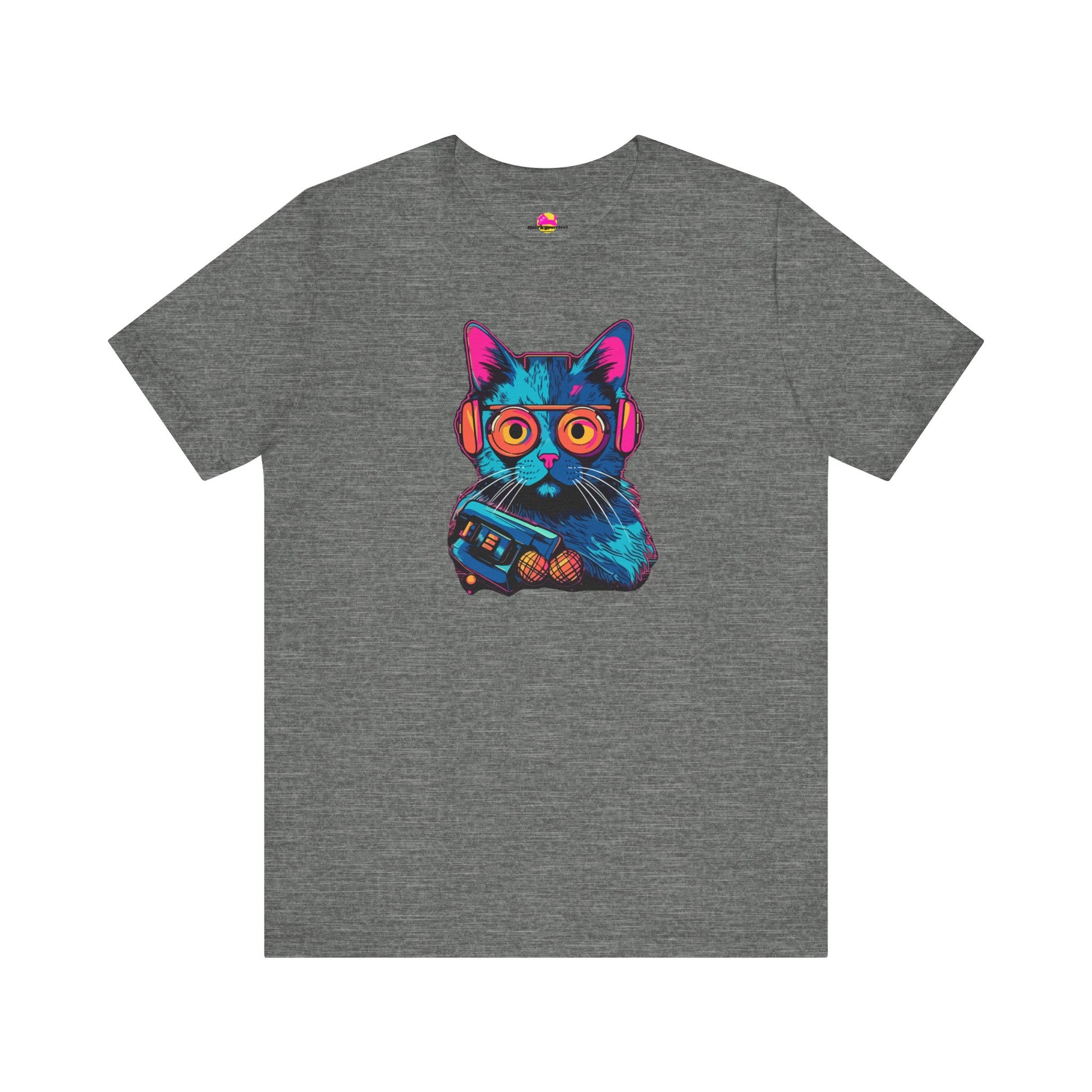 Cosmic Cool Feline Funk with Circular Glasses and Celestial Beats T-shirt alternate product view 1