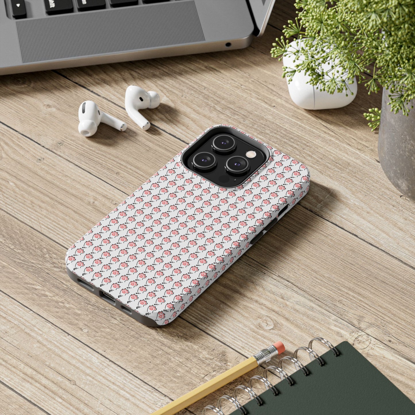 Cute Cat Paw Waving Bye Tough Phone Case